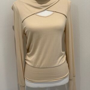 Chic Cream Cutout Long Sleeve Top